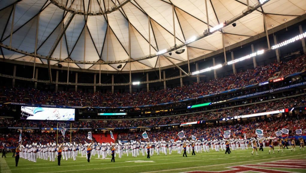 The Florida Gators band before the SEC Championship in Atlanta 2015- 1280x855