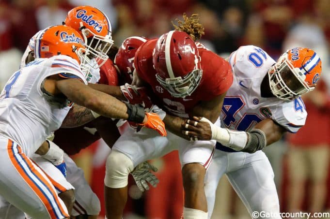 Three Florida Gators combine to bring down Alabama Crimson Tide running back Derrick Henry- Florida Gators football- 1280x852