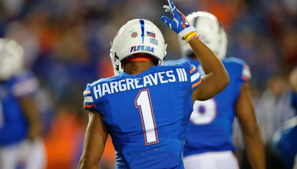 University of Florida cornerback Vernon Hargreaves III warms up before the Florida State game- Florida Gators football- 1280x852