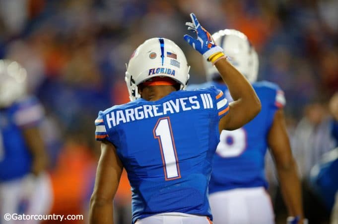 University of Florida cornerback Vernon Hargreaves III warms up before the Florida State game- Florida Gators football- 1280x852