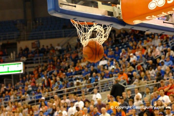 Ball Goes Through the Basket in Stephen C. O'Connell Center-Florida Gators Basketball