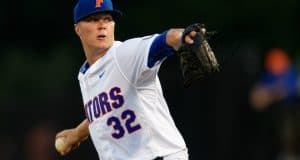 Florida Gators Friday night starter Logan Shore pitches during the 2015 Gainesville Super Regional- Florida Gators baseball- 1280x853