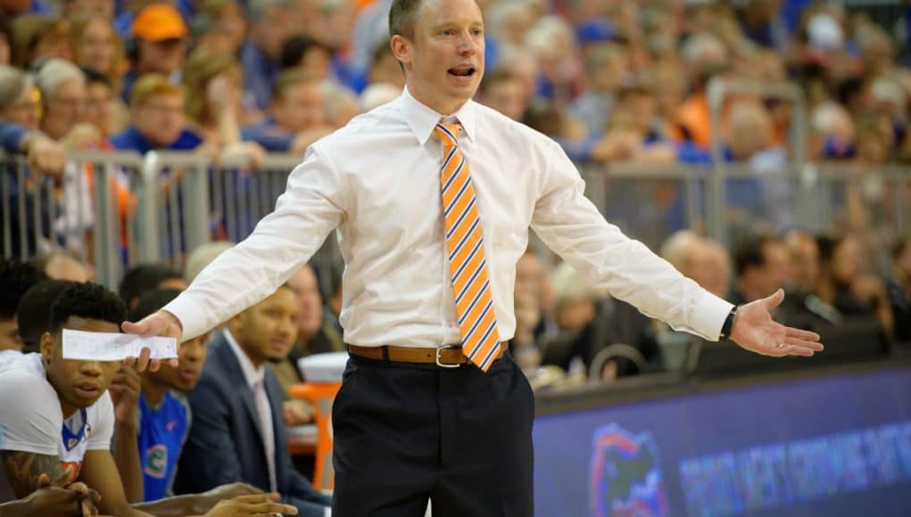 Florida Gators basketball coach Mike White coaches his team during a win over the LSU Tigers- Florida Gators basketball- 1280x852