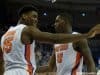 Florida Gators basketball players John Egbunu and Dorian Finney Smith celebrate a basket in an upset win over LSU- Florida Gators basketball- 1280x852