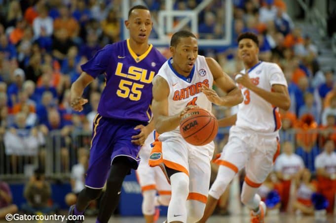 Florida Gators freshman guard KeVaughn Allen dribbles up the court in a win over the LSU Tigers- Florida Gators basketball- 1280x852