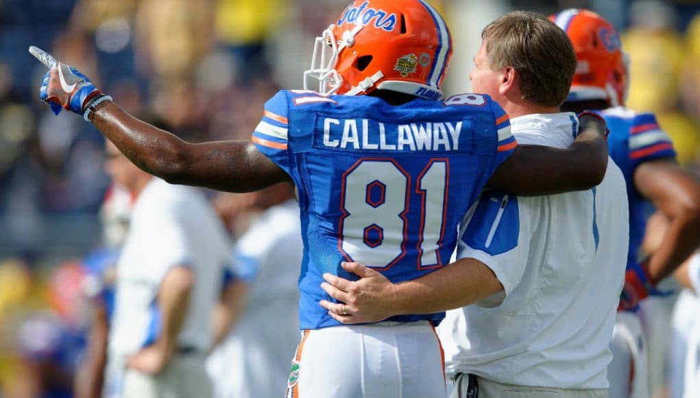 Florida Gators freshman receiver Antonio Callaway and Jim McElwain before the Buffalo Wild Wings Citrus Bowl- Florida Gators football- 1280x852