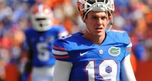 Florida Gators punter Johnny Townsend warms up before the Florida Gators football game against Vanderbilt- Florida Gators football- 1280x852