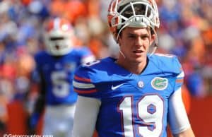 Florida Gators punter Johnny Townsend warms up before the Florida Gators football game against Vanderbilt- Florida Gators football- 1280x852