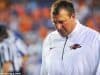 Arkansas Razorbacks head coach Bret Bielema walks off the field after a 2013 loss to the Florida Gators football team- Florida Gators football- 1280x850