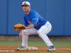 Florida Gators first baseman Peter Alonso gets set at first base in a win against Florida Gulf Coast University to start the season 2-0- Florida Gators baseball- 1280x852