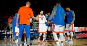 Florida Gators guard Chris Chiozza is introduced before the Florida Gators basketball game against the LSU Tigers- Florida Gators basketball- 1280x852