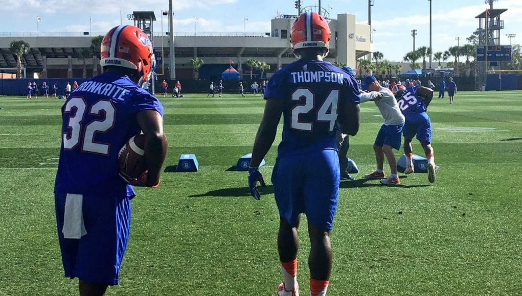 Florida Gators running back Mark Thompson goes through drills during his first official practice as a Gator- Florida Gators football- 1280x960