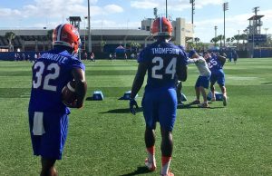 Florida Gators running back Mark Thompson goes through drills during his first official practice as a Gator- Florida Gators football- 1280x960