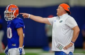 Florida Gators football coach Geoff Collins coaches at spring practice-1280x853