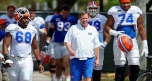 Florida Gators football coach Jim McElwain-Florida Gators recruiting leads the team out to spring practice- 1280x853-Florida Gators recruiting