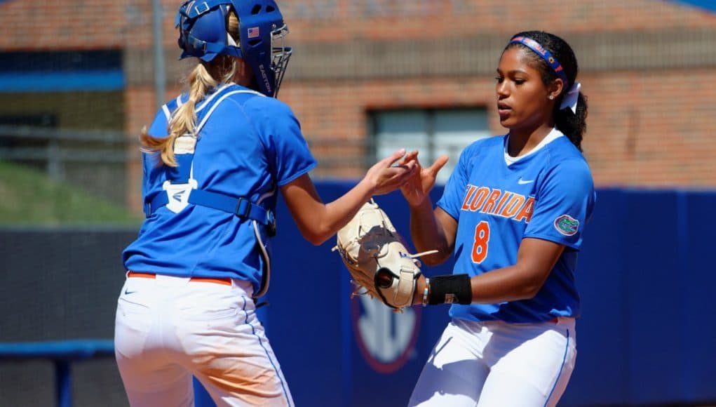 Florida Gators pitcher Aleshia Ocasio and catcher Aubree Munro- 1280x853