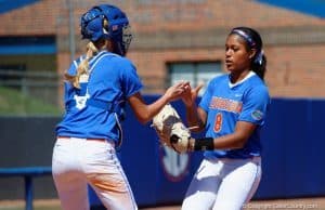 Florida Gators pitcher Aleshia Ocasio and catcher Aubree Munro- 1280x853