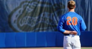 University of Florida first baseman Pete Alonso stands during the National Anthem before the Florida Gators second game of the 2016 season- Florida Gators baseball- 1280x852
