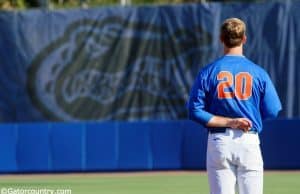 University of Florida first baseman Pete Alonso stands during the National Anthem before the Florida Gators second game of the 2016 season- Florida Gators baseball- 1280x852