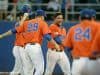 University of Florida freshman outfielder Nelson Maldonado is greeted by teammates after his home run against FSU- Florida Gators baseball-1280x852