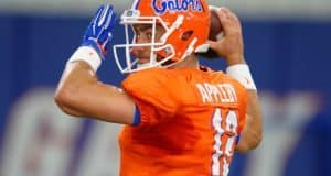 University of Florida graduate transfer quarterback Austin Appleby throws a pass during spring practice- Florida Gators football- 1280x852