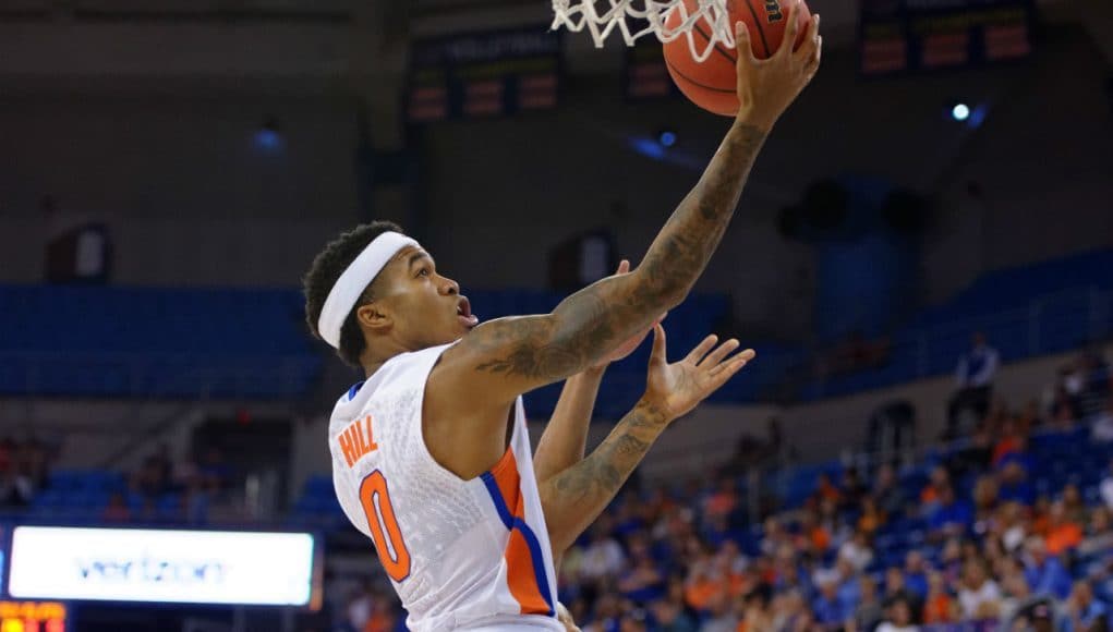 University of Florida guard Kasey Hill lays in a basket versus Vermont- Florida Gators basketball-1280x852