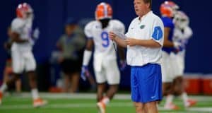 University of Florida head coach Jim McElwain watches over his football team during a practice inside Florida’s indoor practice facility- Florida Gators football- 1280x852
