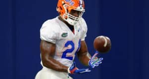 University of Florida junior Mark Thompson catches a pass during spring practice- Florida Gators football- 1280x852
