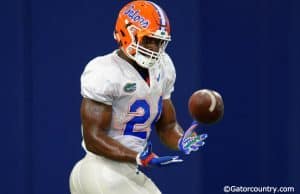 University of Florida junior Mark Thompson catches a pass during spring practice- Florida Gators football- 1280x852