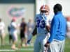 University of Florida linebackers coach Randy Shannon and freshman linebacker David Reese during the Florida Gators 2016 spring football camp- Florida Gators football- 1280x852