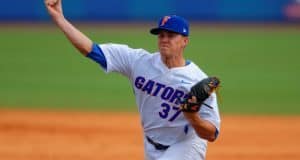 University of Florida pitcher Shaun Anderson throws against the Miami Hurricanes at McKethan Stadium in 2015- Florida Gators baseball- 1280x851