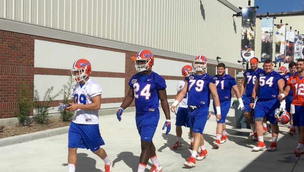 University of Florida running back Mark Thompson walks into his first spring practice with the Florida Gators- Florida Gators football- 1280x861