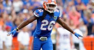 University of Florida safety Marcell Harris makes a call on defense against FAU- Florida Gators football- 1280x852