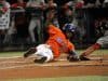 Buddy Reed slides around the tag and successfully steals home against Georgia on Friday, April 22 - Photo courtesy of Jordan McPherson / The Independent Florida Alligator