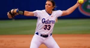 Florida Gators softball pitcher Delanie Gourley pitches against Florida State- 1280x855