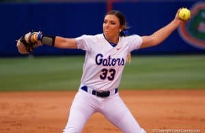 Florida Gators softball pitcher Delanie Gourley pitches against Florida State- 1280x855
