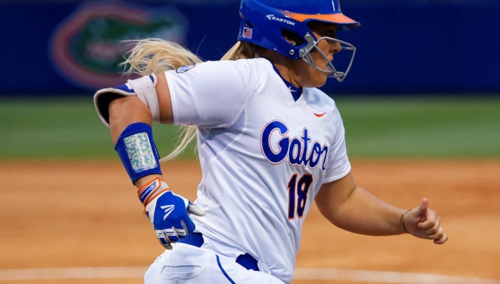 Florida Gators softball player Amanda Lorenz runs against Florida State- 1280x855