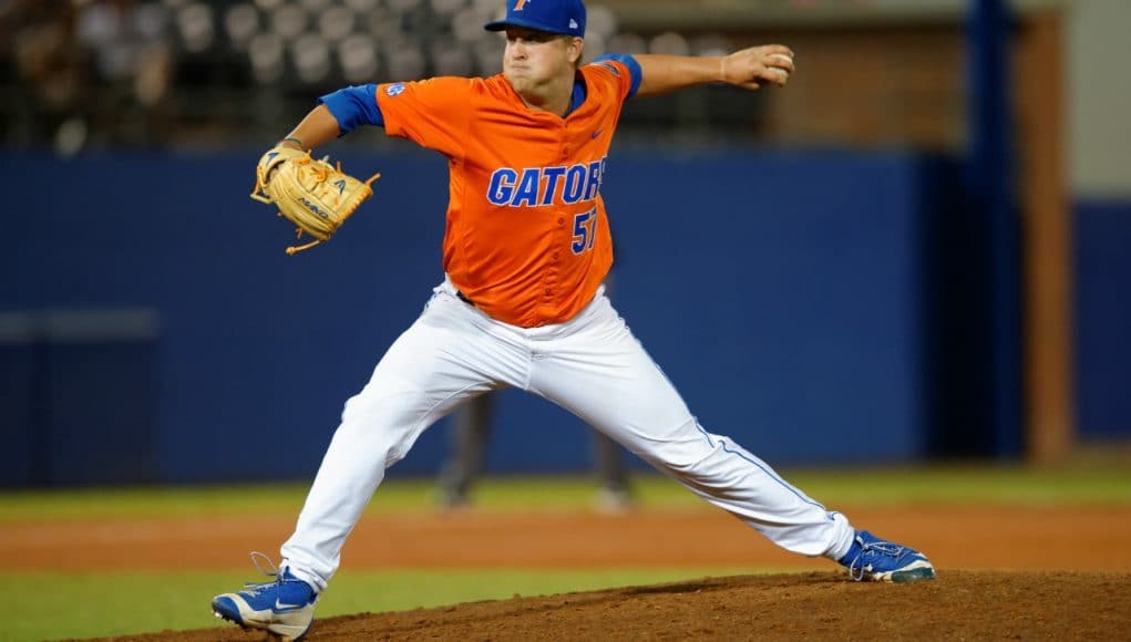 Kirby Snead delivers a pitch in a win against Florida State at McKethan Stadium in 2016- Florida Gators baseball- 1280x852