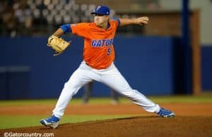 Kirby Snead delivers a pitch in a win against Florida State at McKethan Stadium in 2016- Florida Gators baseball- 1280x852