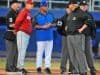University of Florida head coach Kevin O’Sullivan meets with Arkansas Razorbacks head coach Dave Van Horn before Florida hosts Arkansas in 2013- Florida Gators baseball- 1280x852