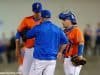 University of Florida head coach Kevin O’Sullivan meets with Mike Rivera and Dane Dunning during a win over Florida State in Gainesville- Florida Gators baseball- 1280x852
