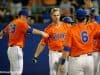 University of Florida junior first baseman Pete Alonso celebrates with teammates following his home run against Florida State- Florida Gators baseball- 1280x852