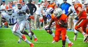 University of Florida linebacker Neiron Ball chases Miami Hurricane running back Duke Johnson during Florida’s loss at Miami on Saturday, September 7 2013- Florida Gators football 1280x849