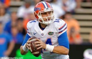 University of Florida redshirt sophomore quarterback Luke Del Rio throws a pass during the Orange and Blue Debut- Florida Gators football- 1280x852