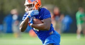 University of Florida running back Mark Thompson carries the ball during the Gators first spring practice in 2016- Florida Gators football- 1280x852