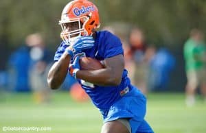 University of Florida running back Mark Thompson carries the ball during the Gators first spring practice in 2016- Florida Gators football- 1280x852