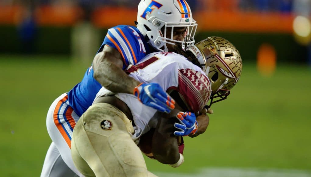 University of Florida safety Keanu Neal tackles FSU running back Dalvin Cook- Florida Gators football- 1280x852