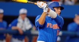 University of Florida sophomore Jeremy Vasquez takes a swing during the Gators second game of the 2016 season against FGCU- Florida Gators baseball- 1280x852