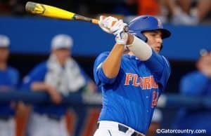 University of Florida sophomore Jeremy Vasquez takes a swing during the Gators second game of the 2016 season against FGCU- Florida Gators baseball- 1280x852