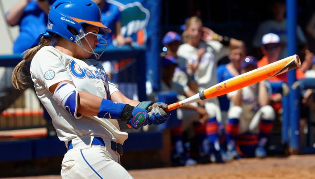 Florida Gators softball player Nicole DeWitt hits in 2016- 1280x853